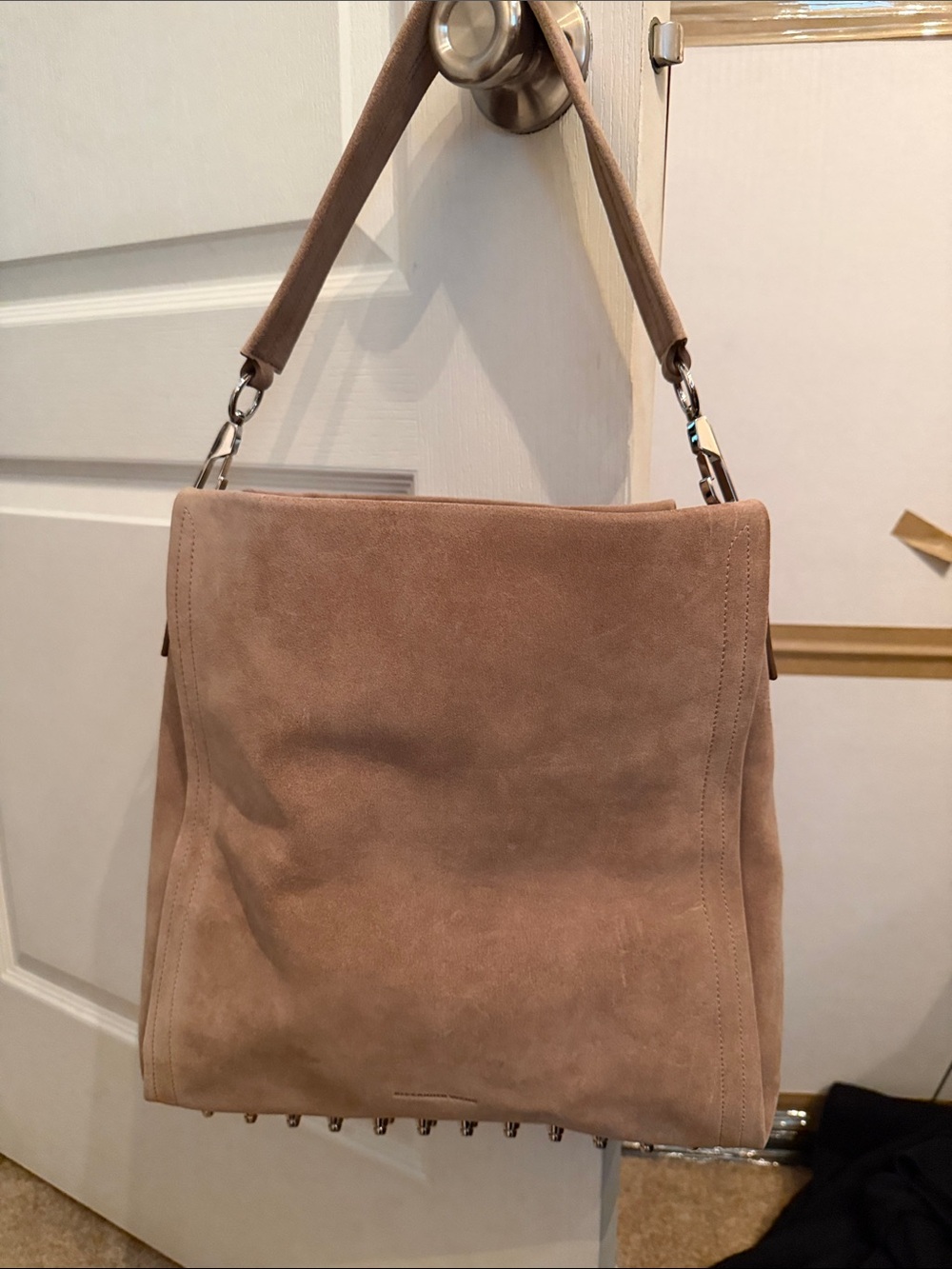 Alexander Wang Darcy Taupe Suede Shoulder Bag - Women's Stylish Hobo
